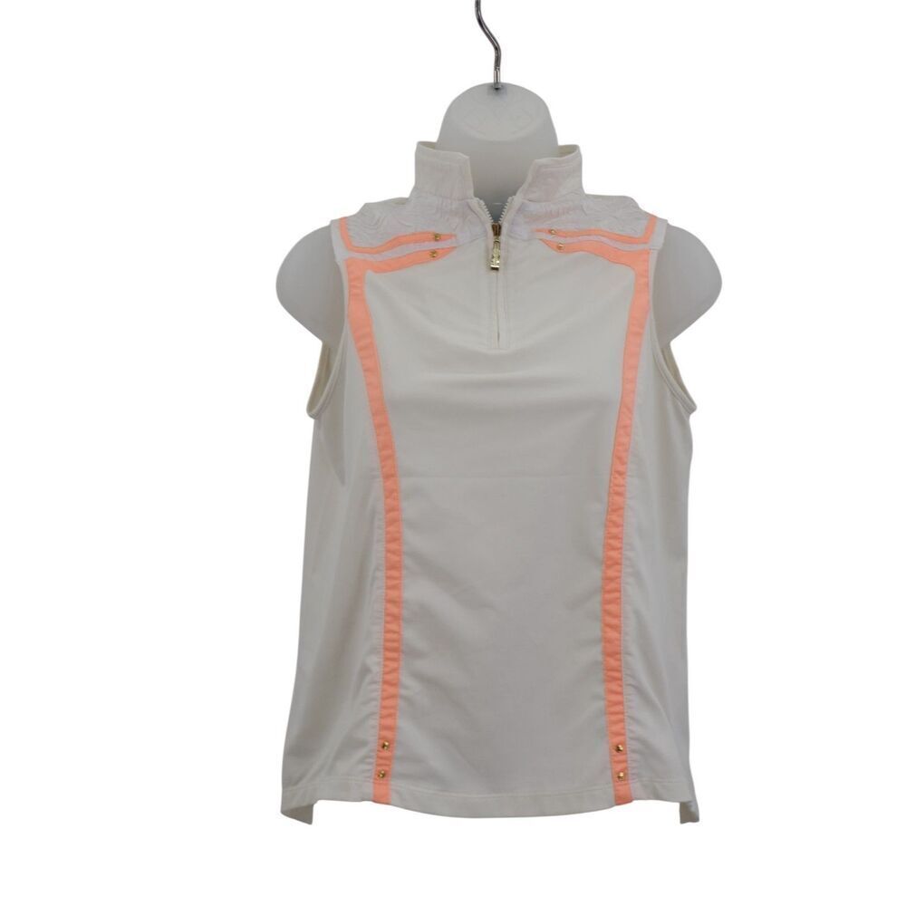 Jamie Sadock Sleeveless Golf Top Women's XS White Orange Pickleball